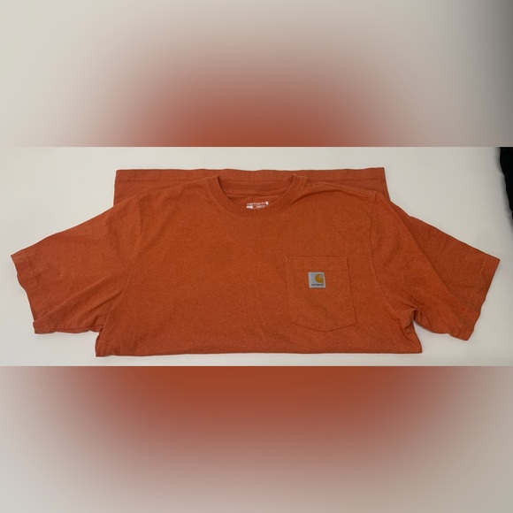 Men's Large Heather Orange 60/40 Cotton/Poly Utility Pocket T Shirt - Picture 2 of 16